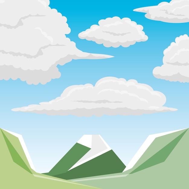 Mountains and clouds design 