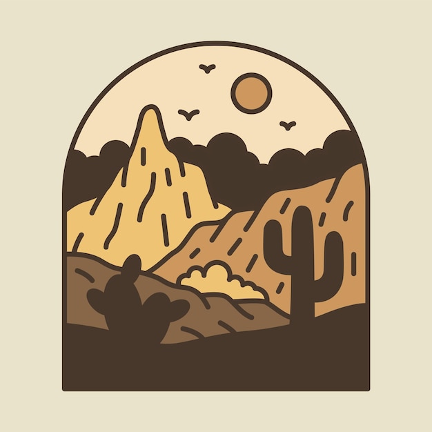 Mountains and desert graphic illustration vector art tshirt design