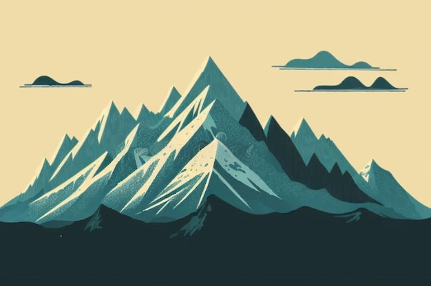 Mountains Graphic Drawing Flat Illustration