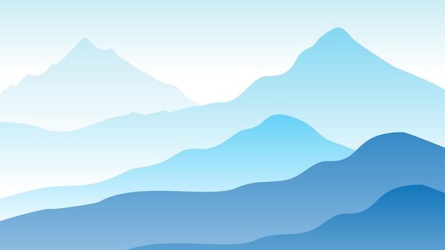 Mountains landscape blue gradient background vector design