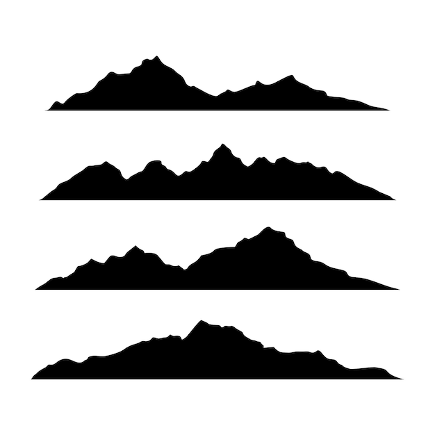 Mountains landscape silhouettes set on white