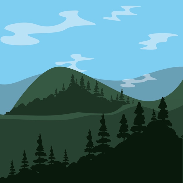 mountains landscape with trees