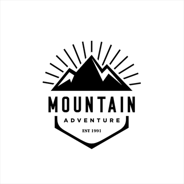 Mountains logo emblem vector illustration Outdoor adventure expedition