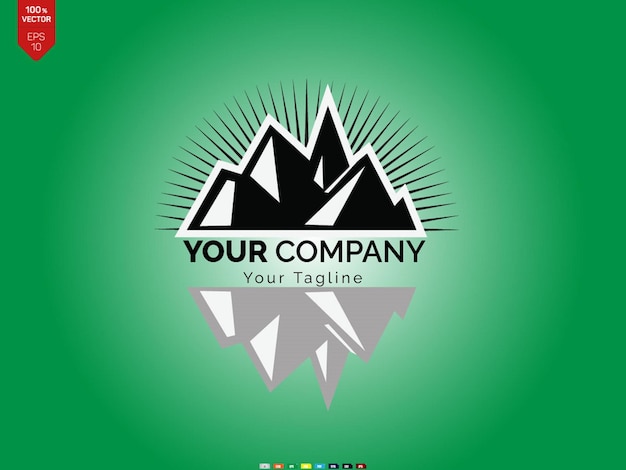 Vector mountains logo set mountain rock outdoor camping climbing hiking travel and adventure badge