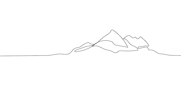 Mountains. One single line. Continuous line vector illustration