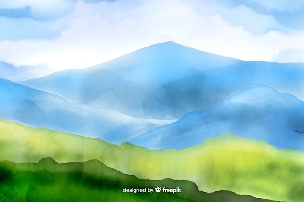 Mountains watercolor landscape background