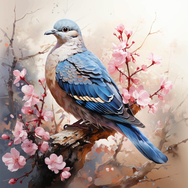 Mourning Dove forest floral watercolor clipart