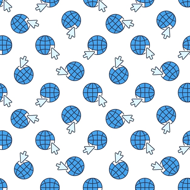 Vector mouse click on globe vector colored seamless pattern