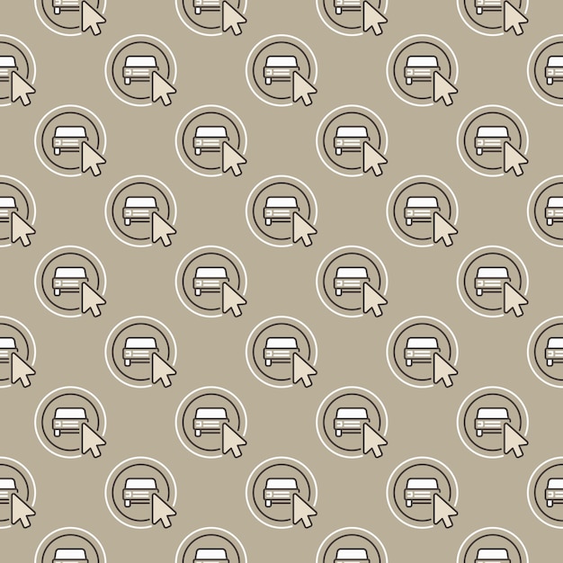 Mouse Cursor on Car Sharing App Button vector colored seamless pattern