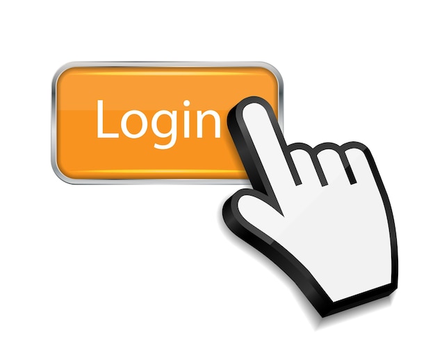 Mouse hand cursor on login button vector illustration