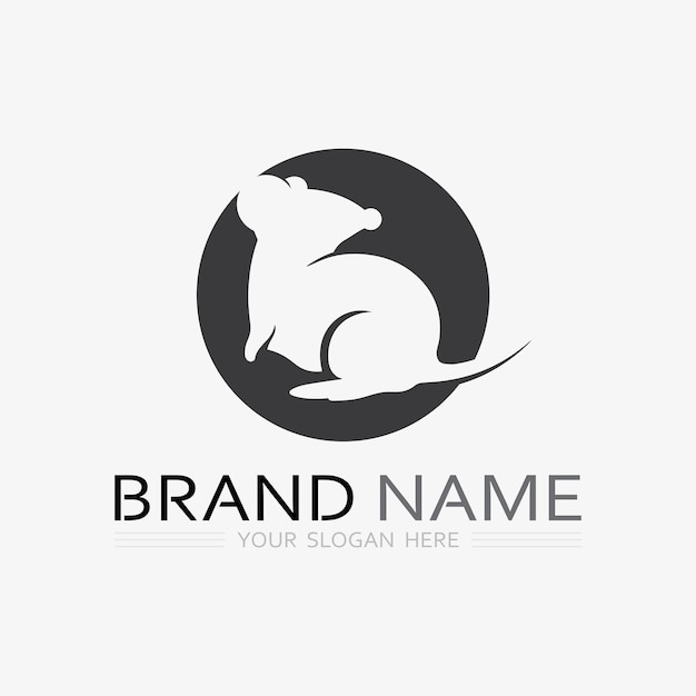 Mouse logo and animal vector design illustration