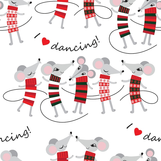 Mouse party seamless pattern