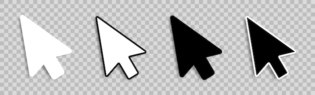 Mouse pointer icons with a shadow on a transparent background