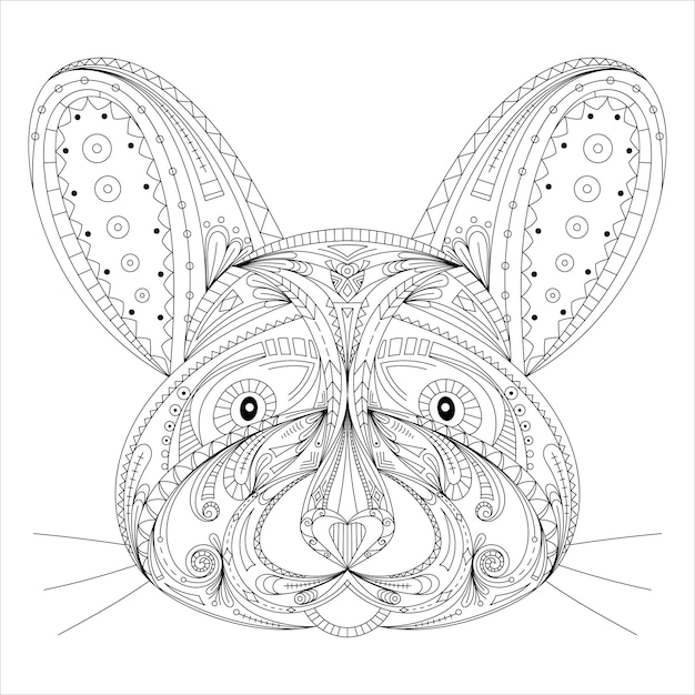 Mouse stylized zentangle ornament coloring book page for adult Hand drawn artwork