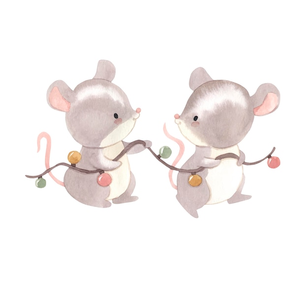 Mouse watercolor illustration for kids