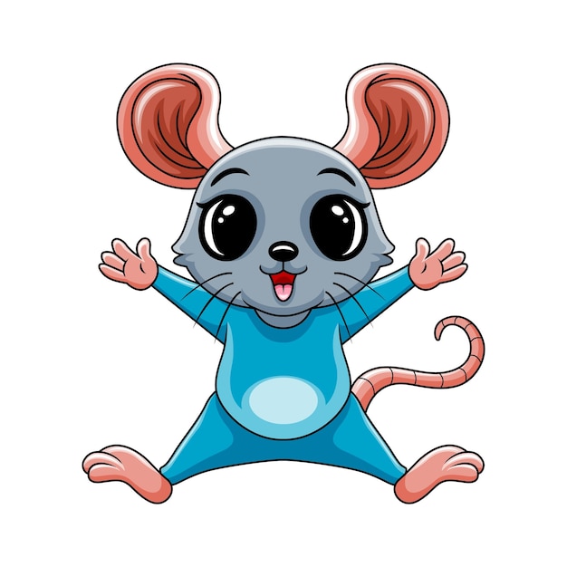 A mouse wearing a blue shirt with a black outline.