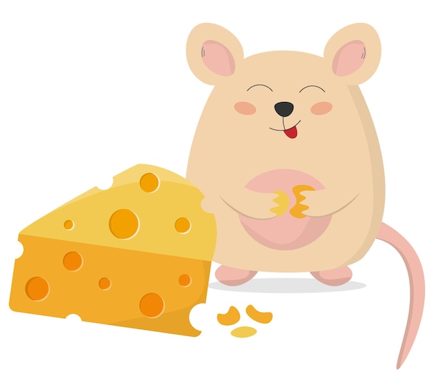 mouse with cheese and a piece of cheese