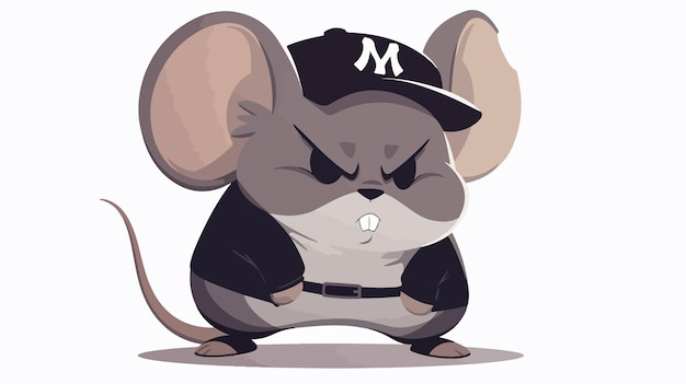 a mouse with a hat on his head and a hat that has the letter m on it