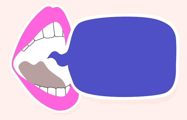 Vector mouth speak speech bubble copy space