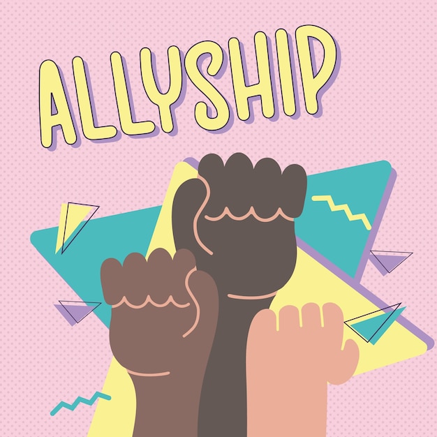 Movement against discrimination inequality antiracism Allyship woman feminism International woman day Multicultural hands holding Community team concept Racial equality