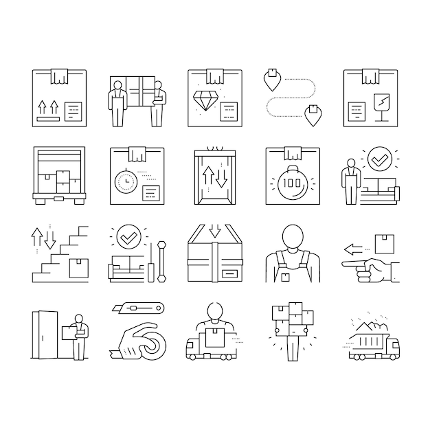 Mover express service collection icons set vector