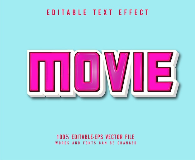 Movie 3d text effect editable vector