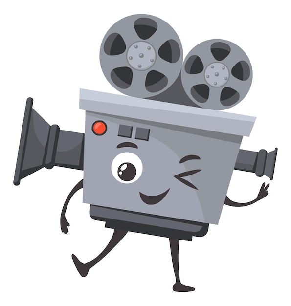 Movie camera character with winking face Cartoon mascot