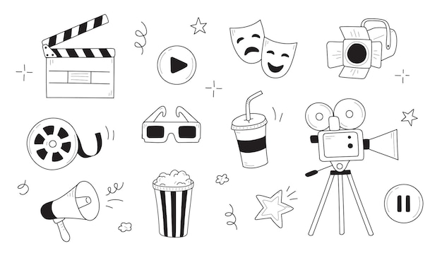 Movie cinema doodle icon illustration