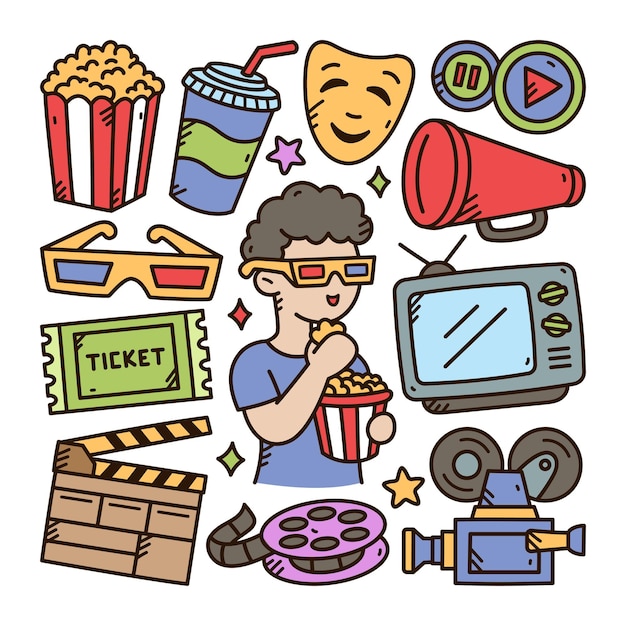 Movie cinema doodle illustration