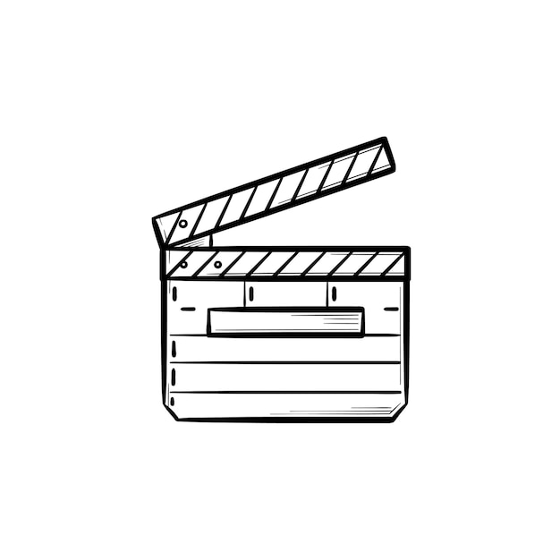 Movie clapboard hand drawn outline doodle icon. Direction and producing concept