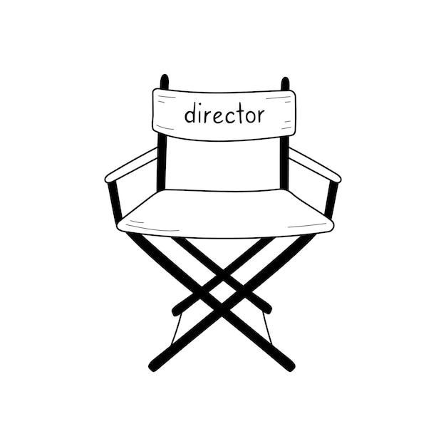 Movie director chair doodle line icon Film director chair isolated doodle drawing element Vector illustration