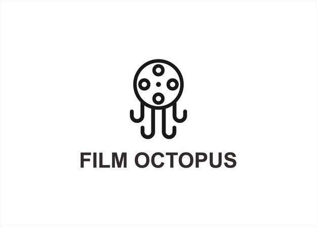 Vector movie octopus logo design vector illustration