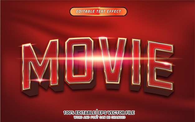 Movie red 3d text effect editable template design headline title element