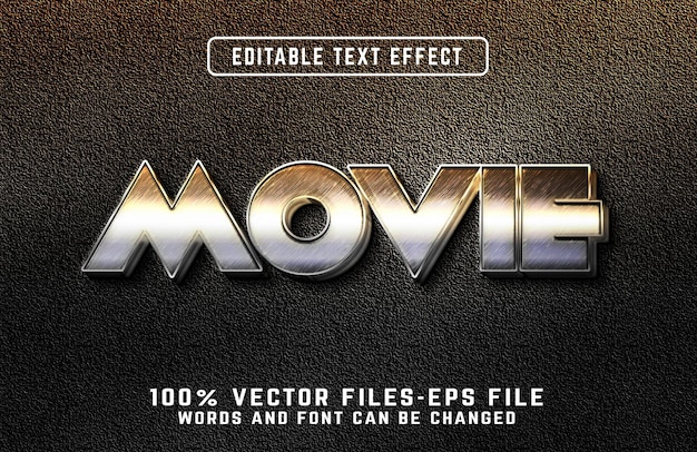 Movies 3d realistic text effect premium vectors