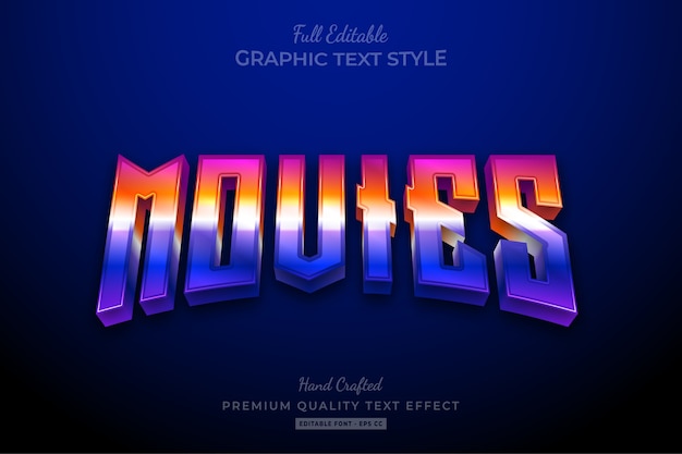 Movies 80's Retro Gradient Editable Premium Text Style Effect