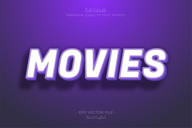 Movies Purple Title Editable 3D Text Style Effect Premium