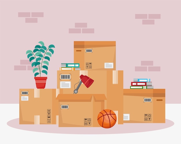 Moving out boxes illustration