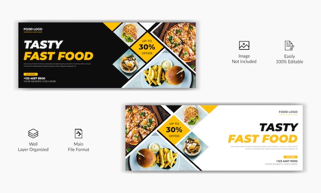 Mozaic style restaurant food sale offer social media post facebook cover page timeline web ad banner template