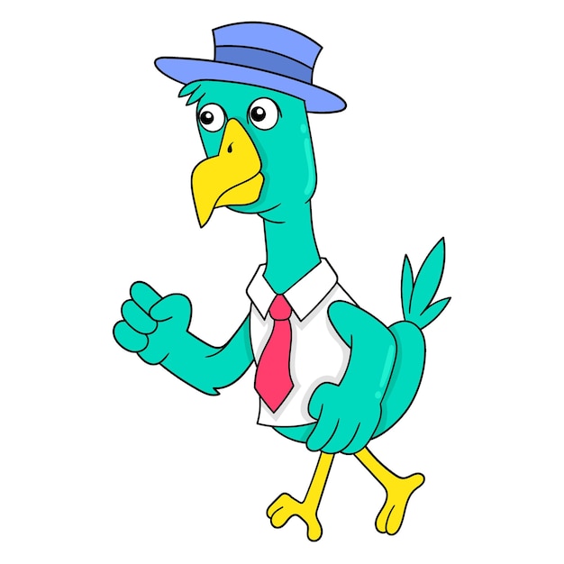 Mr Duck goes to work wearing neat clothes to the office doodle icon image kawaii