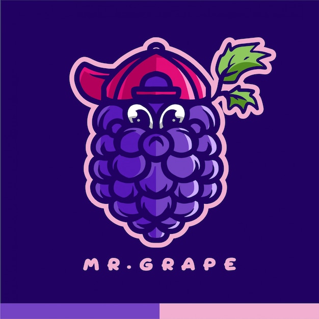 Mr. grape mascot logo