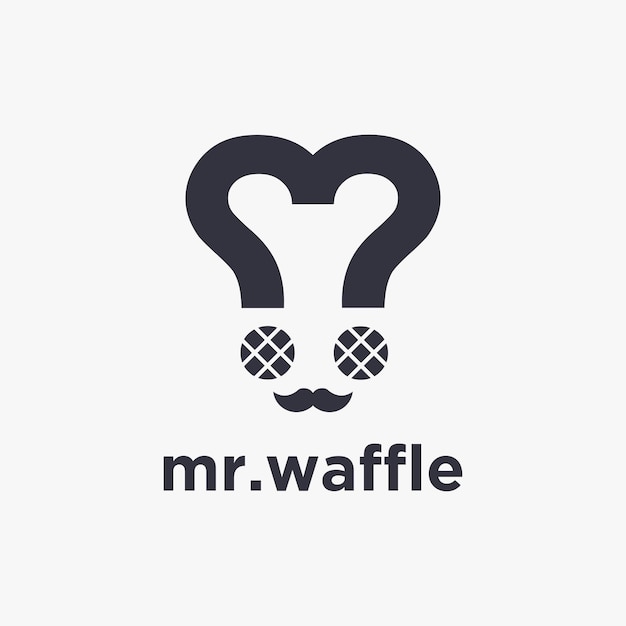 Mr waffle chef logo minimalist abstract waffle logo vector on white background