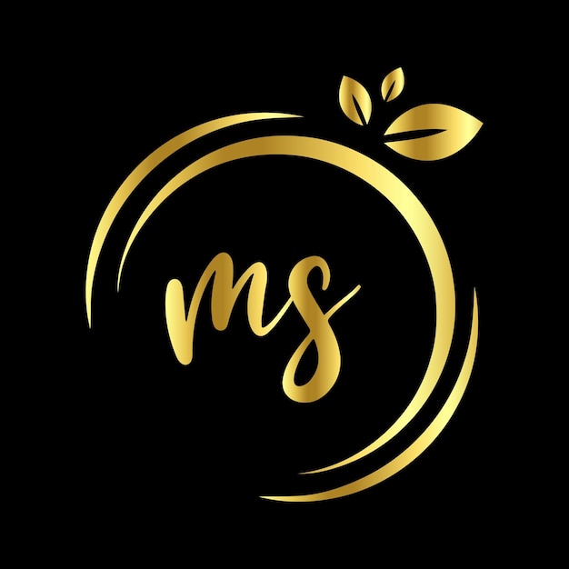 MS Monograms Circle handwriting logo template vector