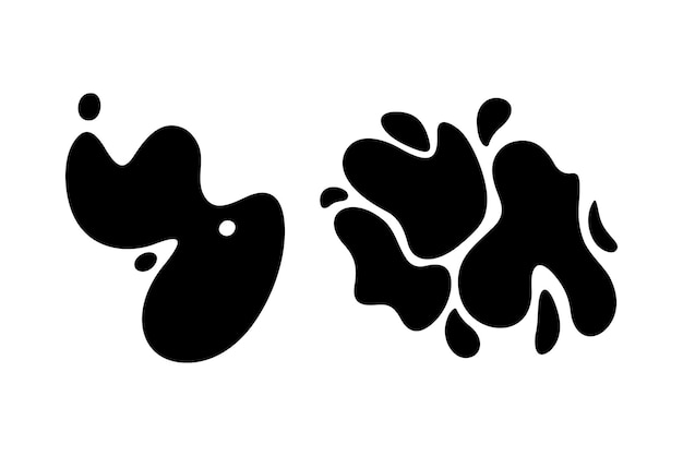 Muddy blob splats set. Dirt stains isolated in white background. Flat vector illustration