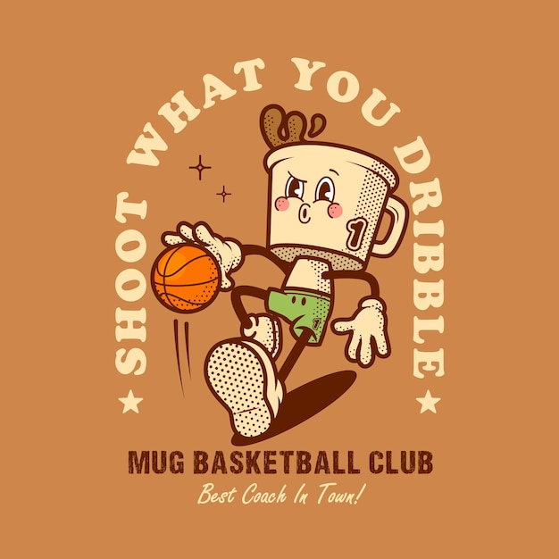 Vector mug basketball logo vintage and retro