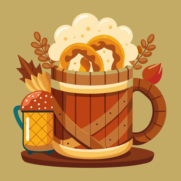 a mug of beer with a cup of ice cream and a mug of ice cream