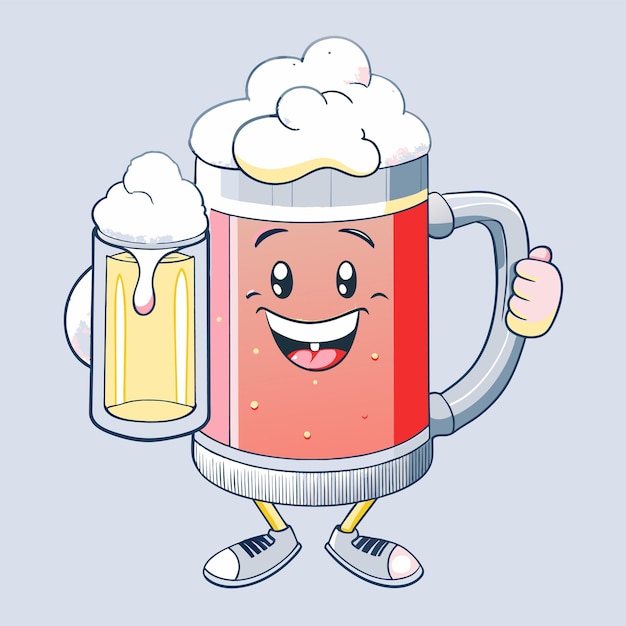 Vector a mug of beer with a happy face and a beer in it