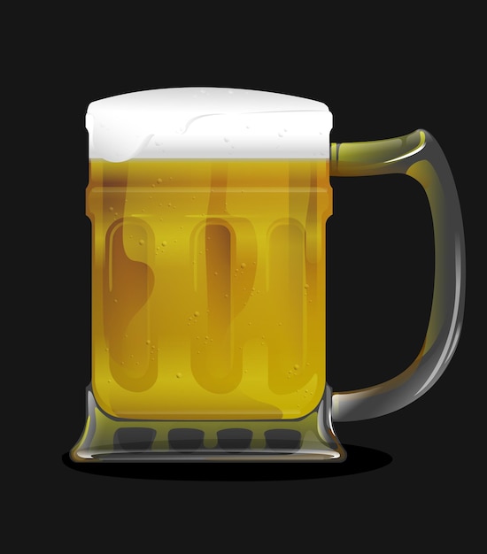 mug of cold crafted beer on dark background vector illustration