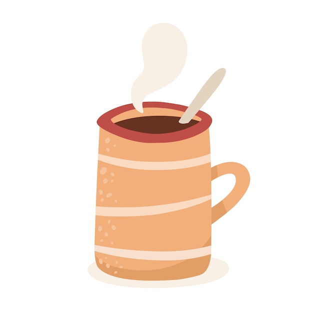 A mug of hot chocolate or coffee Vector illustration in boho style