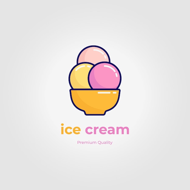 Mug Ice Cream Icon Logo Vintage Vector Illustration Design