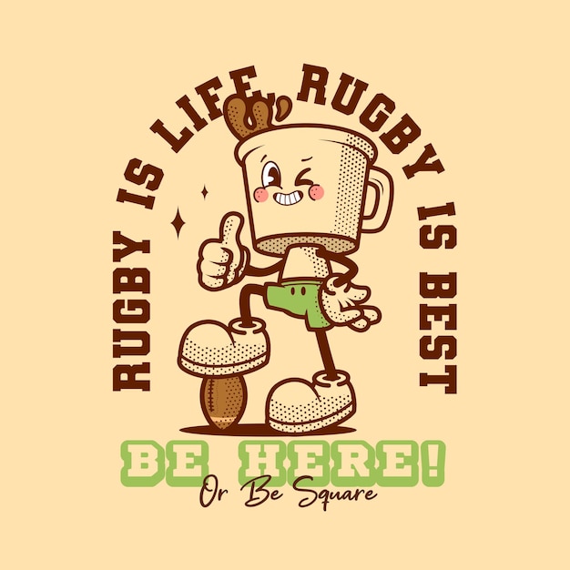 Mug Rugby Mascot Logo Vintage and Retro